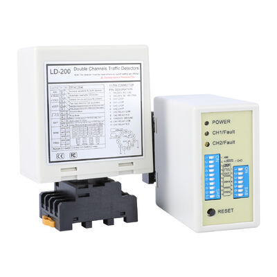 Detector de circuito de veículos de canal duplo LD-200 com alcance 20-2000uh e potência 110-240VAC para controlo de acesso ao estacionamento